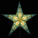 Ganesha Turquise/yellow - Foldable glowing star, paper poinsettia with 5 points, 60 cm